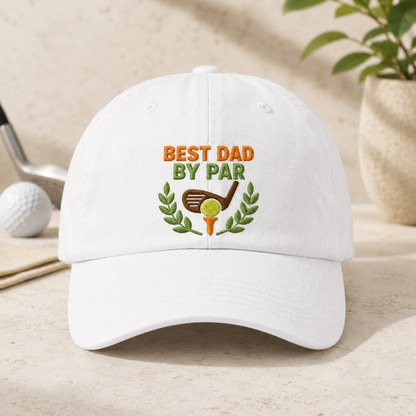 By Par Golf Dad Washed Cap, Father's Day Hat for Golfing Dads - Washed Cap - detail view