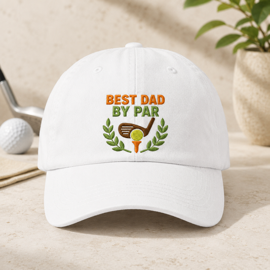 By Par Golf Dad Washed Cap, Father's Day Hat for Golfing Dads - Washed Cap - detail view