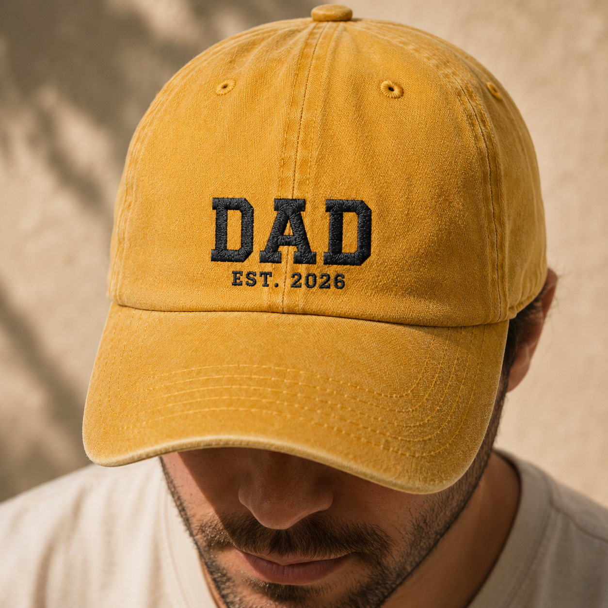 Dad Est. 2026 Washed Cap, New Father Gift Baseball Hat for Father's Day - Washed Cap - lifestyle view 7