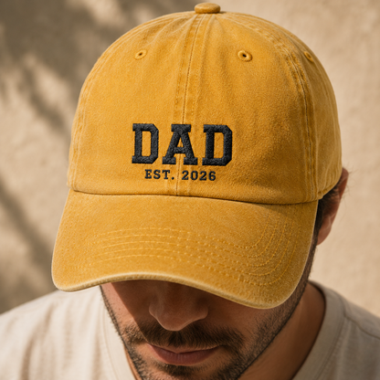 Dad Est. 2026 Washed Cap, New Father Gift Baseball Hat for Father's Day - Washed Cap - lifestyle view 7