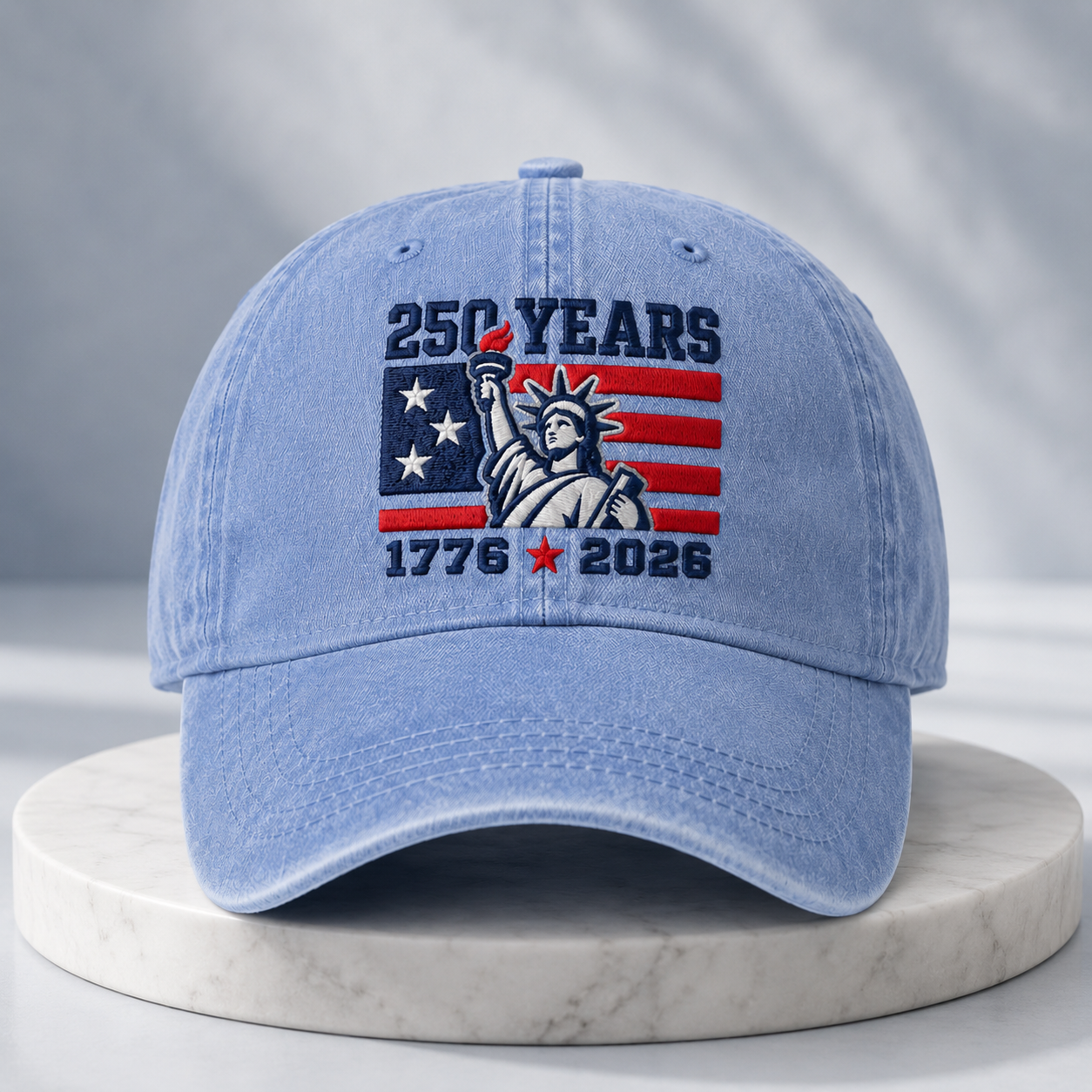250 Years Washed Cap, 1776 2026 Statue of Liberty Patriotic Hat - washed cap - lifestyle view 5