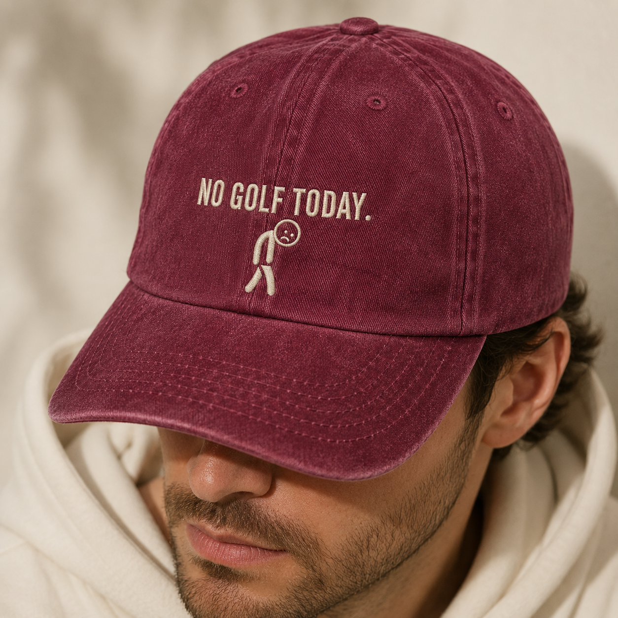 No Golf Today Washed Cap, Funny Golfer Dad Hat for Course Humor Fans - Washed Cap - lifestyle view 3