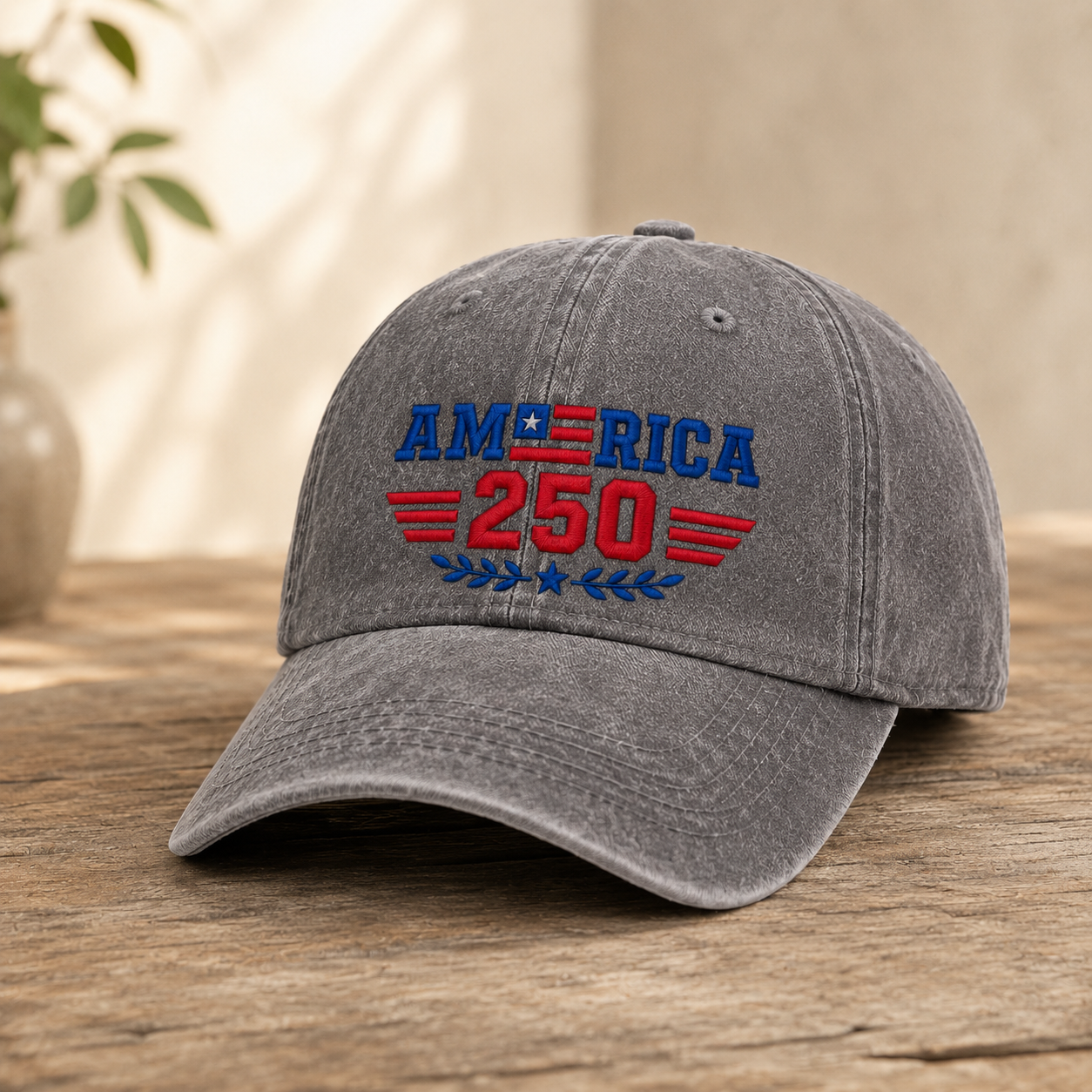 America 250 Washed Cap, Semiquincentennial Embroidered Hat - washed cap - lifestyle view 3