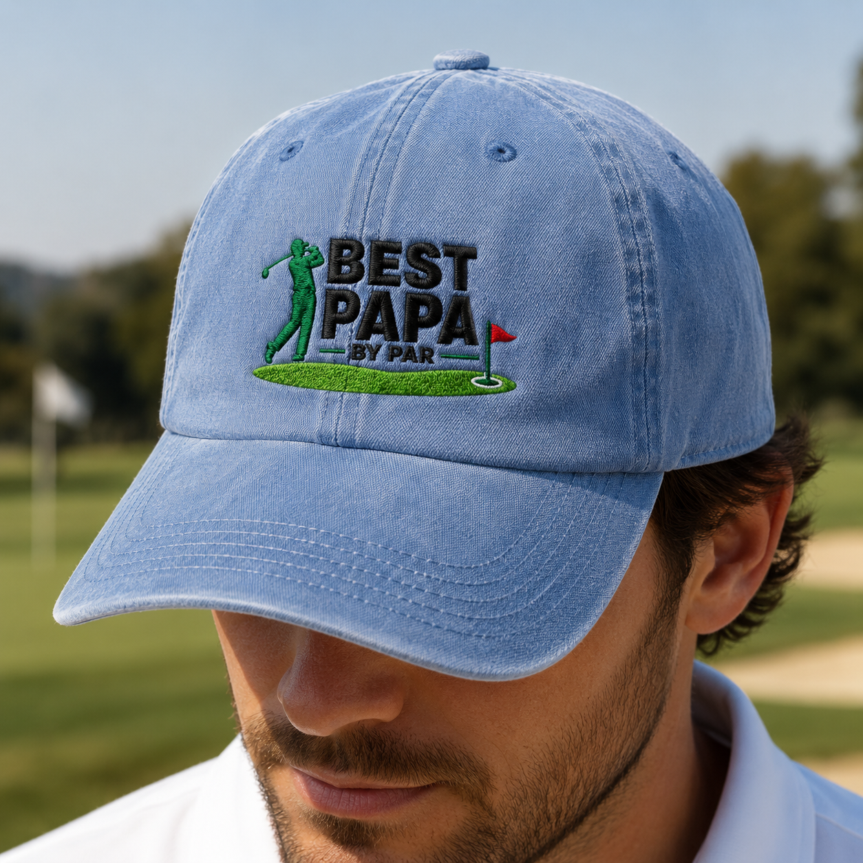 Papa By Par Golf Washed Cap, Embroidered Grandpa Father's Day Gift - Washed Cap - lifestyle view 4