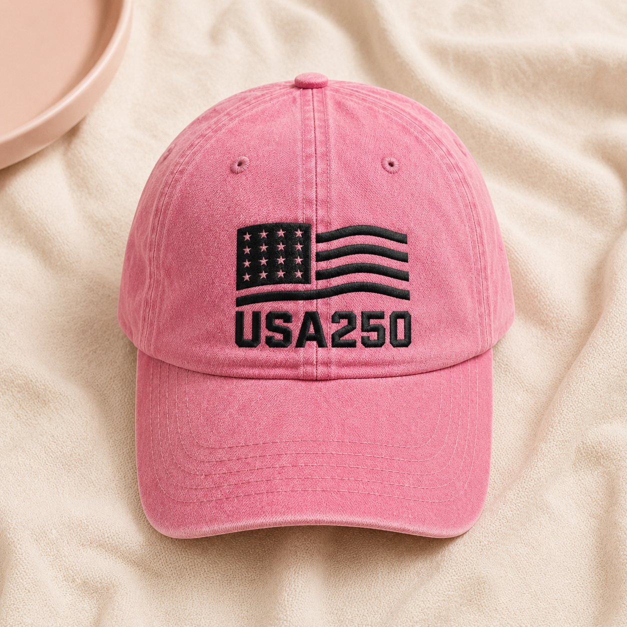 USA250 Patriotic Flag Washed Cap, 250th America Birthday Hat - washed cap - lifestyle view 3
