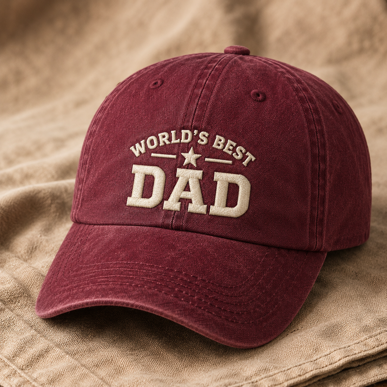 World's Best Dad Washed Cap, Father's Day Hat Gift for Dads - Washed Cap - lifestyle view 2