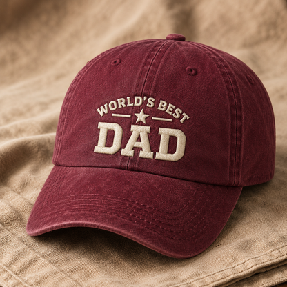 World's Best Dad Washed Cap, Father's Day Hat Gift for Dads - Washed Cap - lifestyle view 2