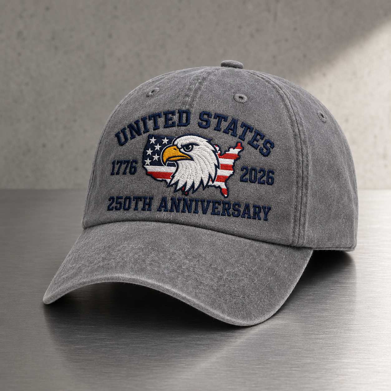 United States 250th Anniversary Washed Cap, 1776 2026 Patriotic Eagle USA Hat - washed cap - lifestyle view 3