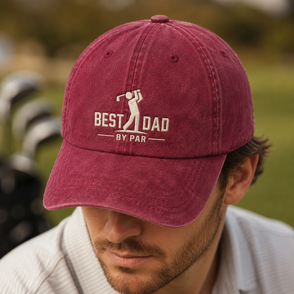 Best Dad By Par Golf Washed Cap, Fathers Day Golfer Gift Hat - Washed Cap - lifestyle view 3