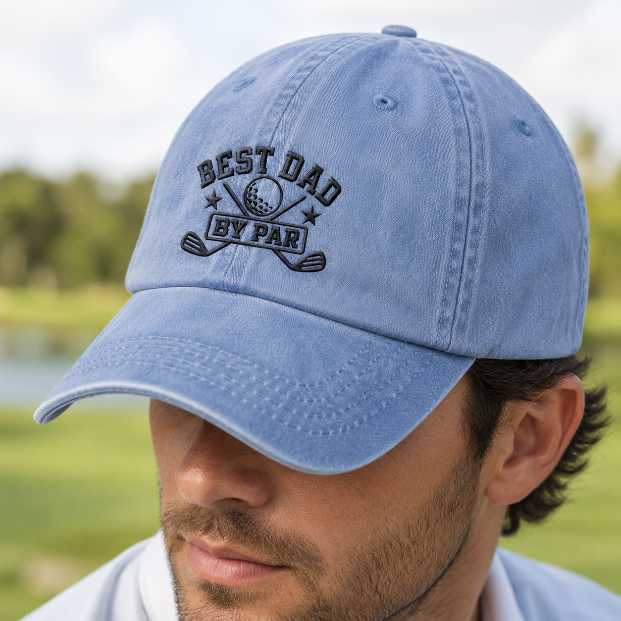 Best Dad By Par Washed Cap, Golf Dad Hat - Washed Cap - lifestyle view 4