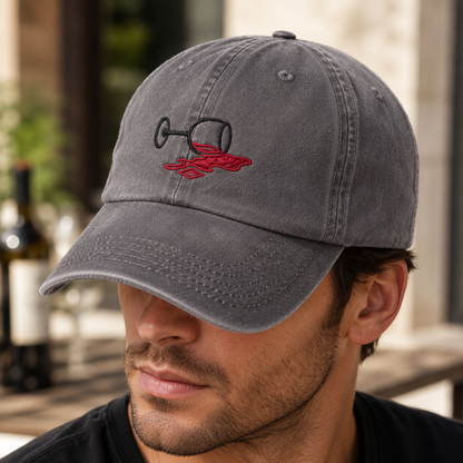 Spilled Red Wine Washed Cap, Embroidered Wine Glass Hat for Winery Trips - Washed Cap - lifestyle view 4