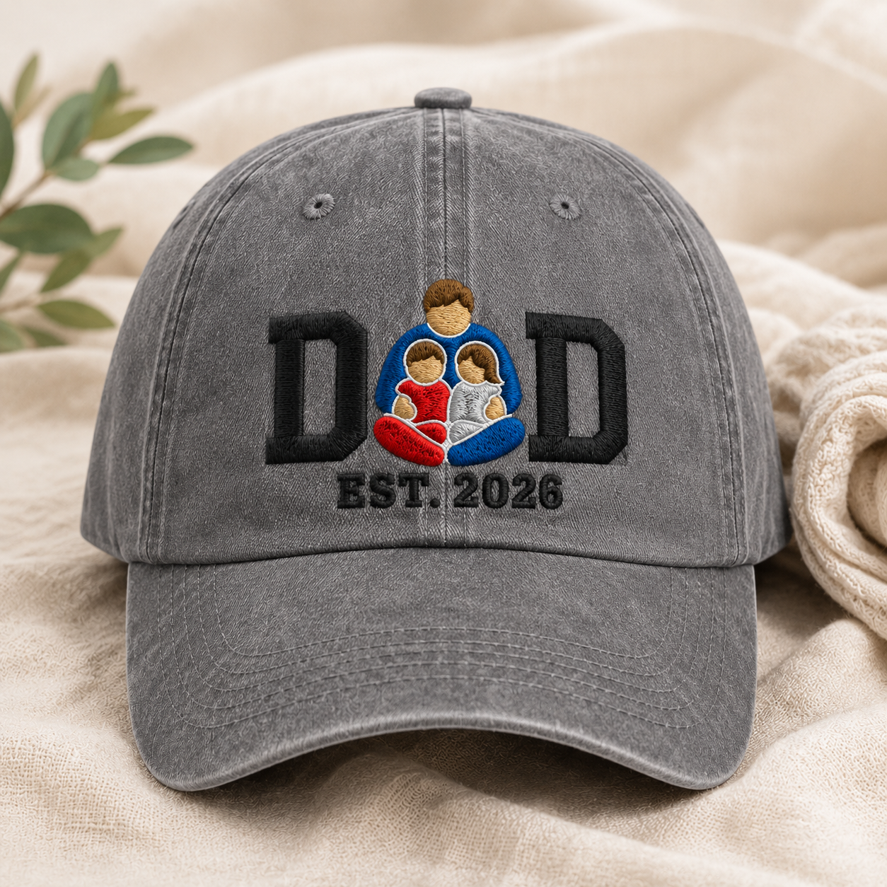 Dad Est. 2026 Embroidered Washed Cap, New Father Gift - Washed Cap - lifestyle view 2