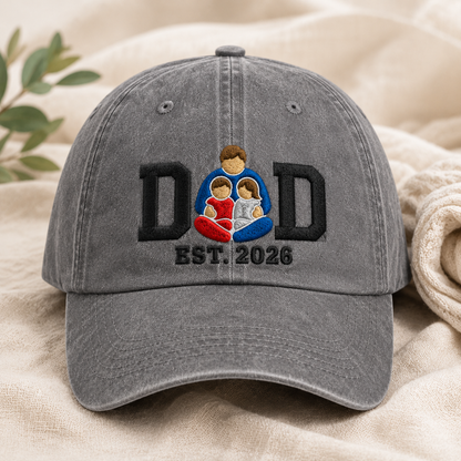 Dad Est. 2026 Embroidered Washed Cap, New Father Gift - Washed Cap - lifestyle view 2