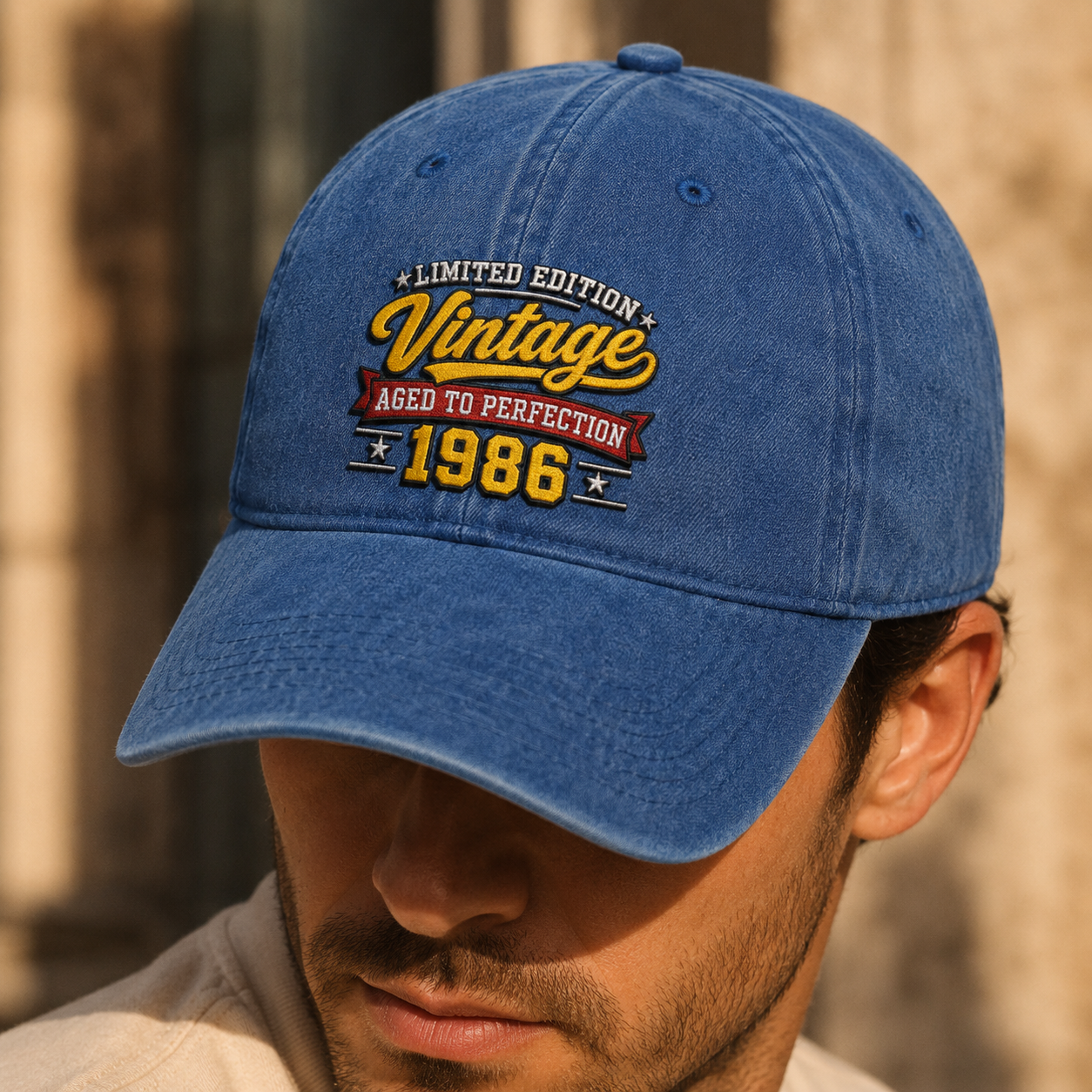 Vintage 1986 Aged to Perfection Washed Cap, Limited Edition Retro Year Hat - Washed Cap - lifestyle view 7