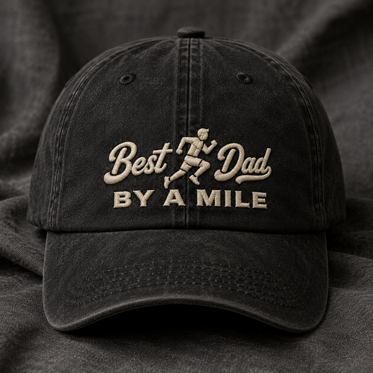 Best Dad By A Mile Washed Cap, Running Father Gift Hat - Washed Cap - lifestyle view 2