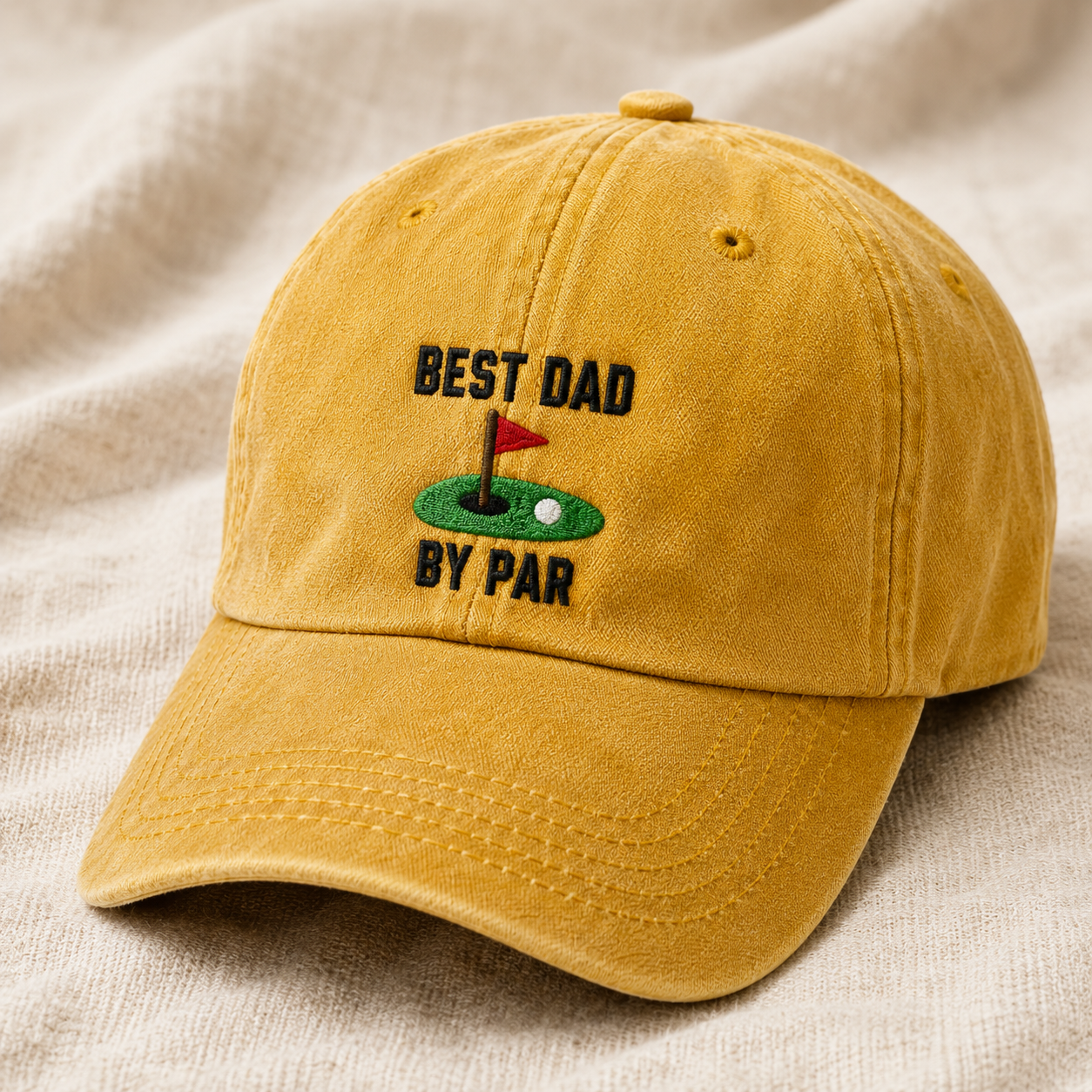 Best Dad By Par Washed Cap, Golf Father's Day Hat for Course-Loving Dads - Washed Cap - lifestyle view 2
