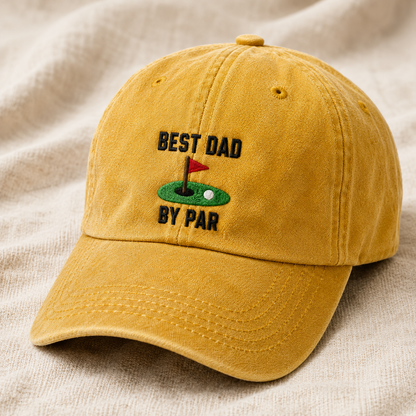 Best Dad By Par Washed Cap, Golf Father's Day Hat for Course-Loving Dads - Washed Cap - lifestyle view 2