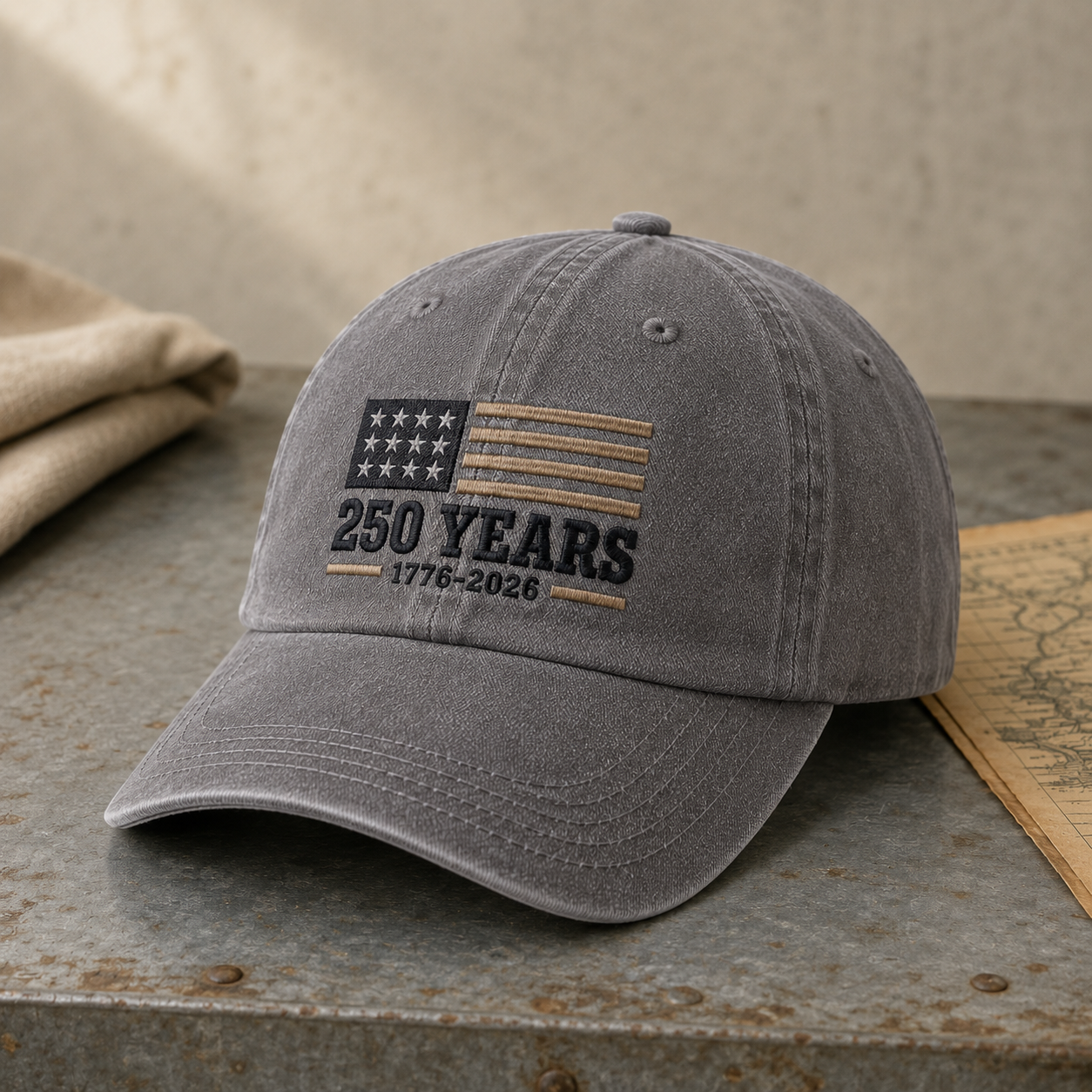 250 Years 1776-2026 Washed Cap, Patriotic America Hat for Semiquincentennial - washed cap - lifestyle view 4