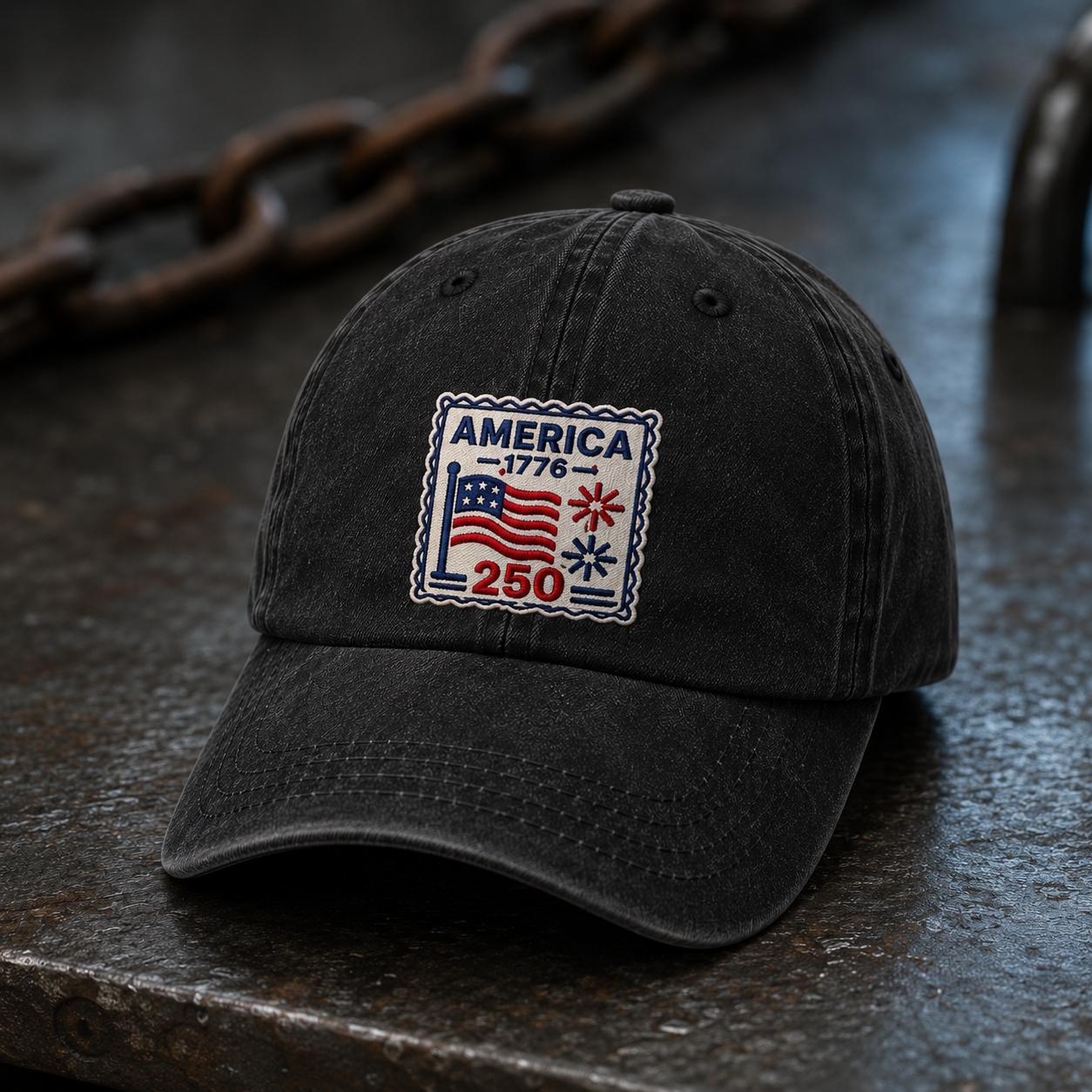 America 1776 250 Washed Cap, Patriotic USA Semiquincentennial Hat - washed cap - lifestyle view 3