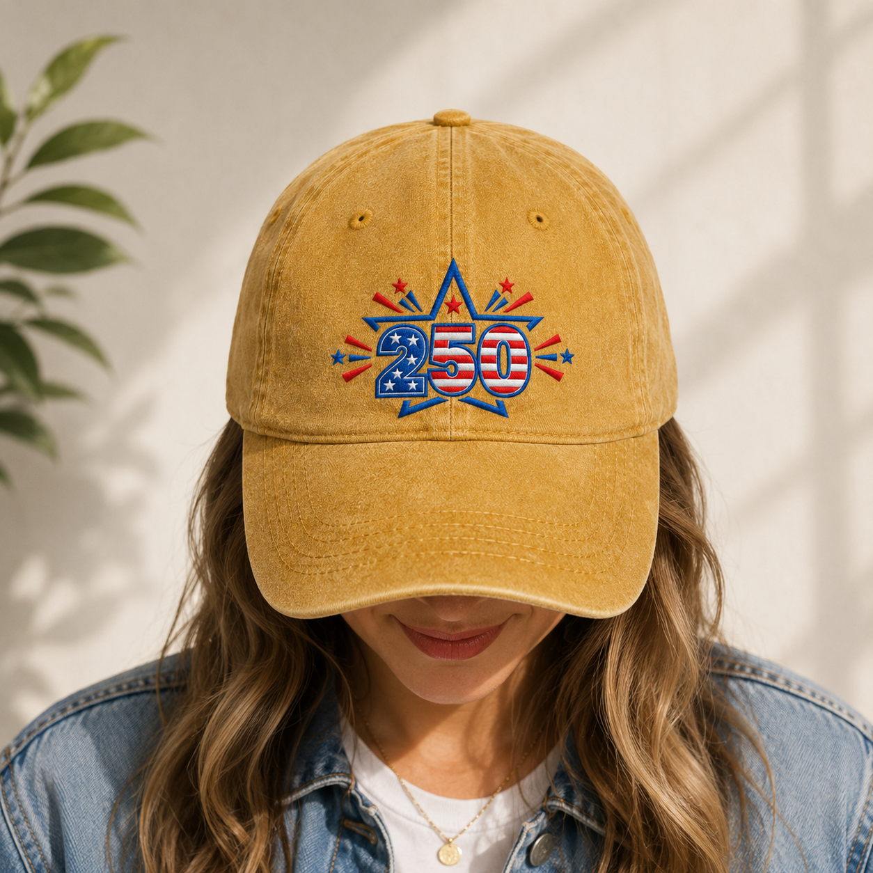 250 Patriotic Washed Cap, Red White Blue Stars USA 250th Birthday Hat - washed cap - lifestyle view 8