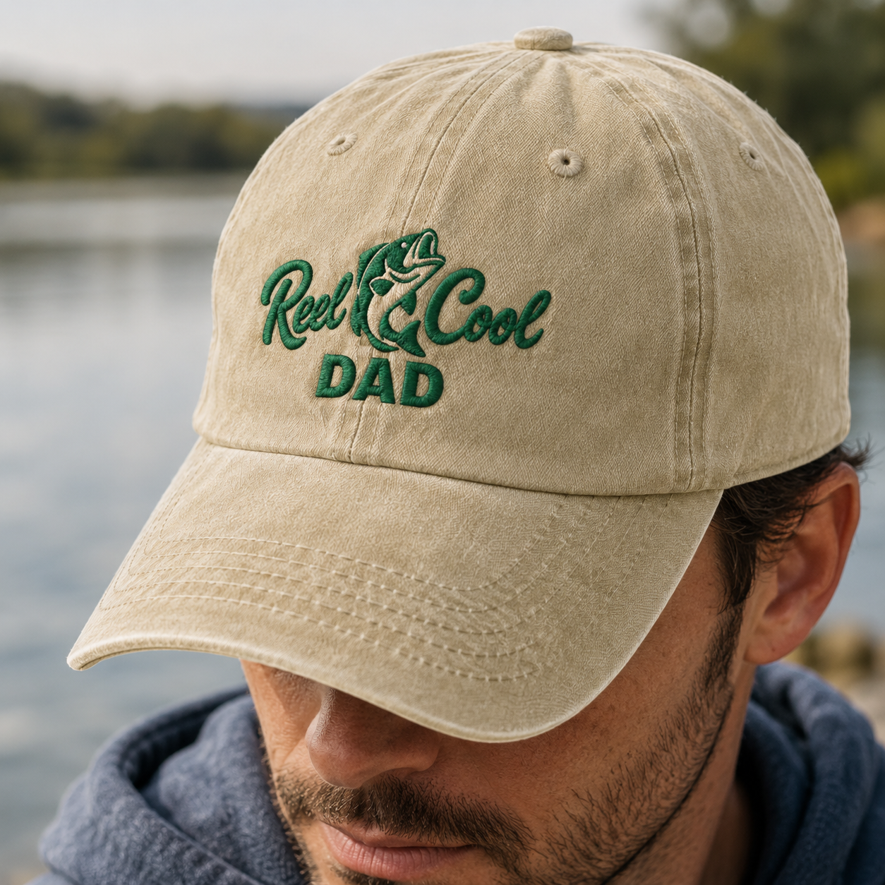 Reel Cool Dad Washed Cap, Fishing Father Gift for Father's Day - Washed Cap - lifestyle view 3