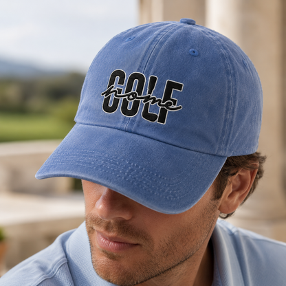 Golf Home Washed Cap, Embroidered Golf Hat for Course Lovers - Washed Cap - lifestyle view 3