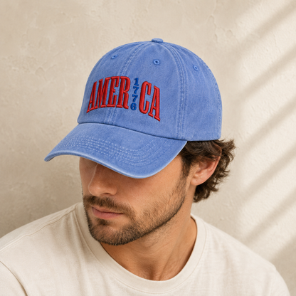 America 1776 Washed Cap, Patriotic Embroidered Hat for USA Fans - washed cap - lifestyle view 7
