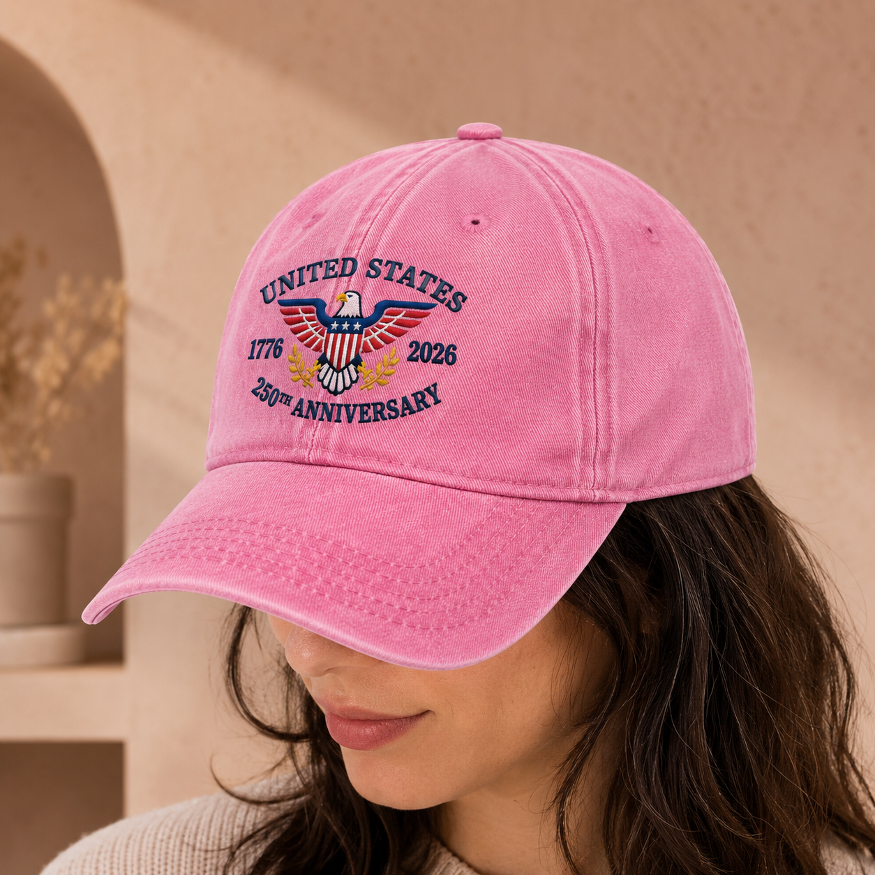 United States 250th Anniversary Washed Cap, 1776 2026 Patriotic Eagle Hat - washed cap - lifestyle view 9