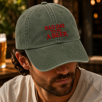 Bad Day To Be A Beer Washed Cap, Funny Beer Lover Hat for Bar Nights - Washed Cap - lifestyle view 4