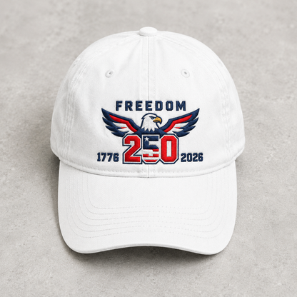 Freedom 250 Washed Cap, Patriotic Eagle 1776 2026 America Hat - washed cap - lifestyle view 3
