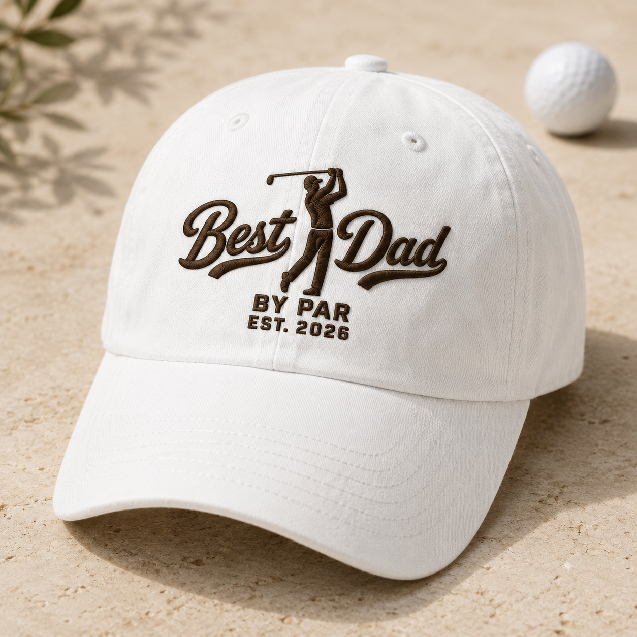 Best Dad By Par Washed Cap, Golf Father Hat for Father's Day Gift - Washed Cap - detail view