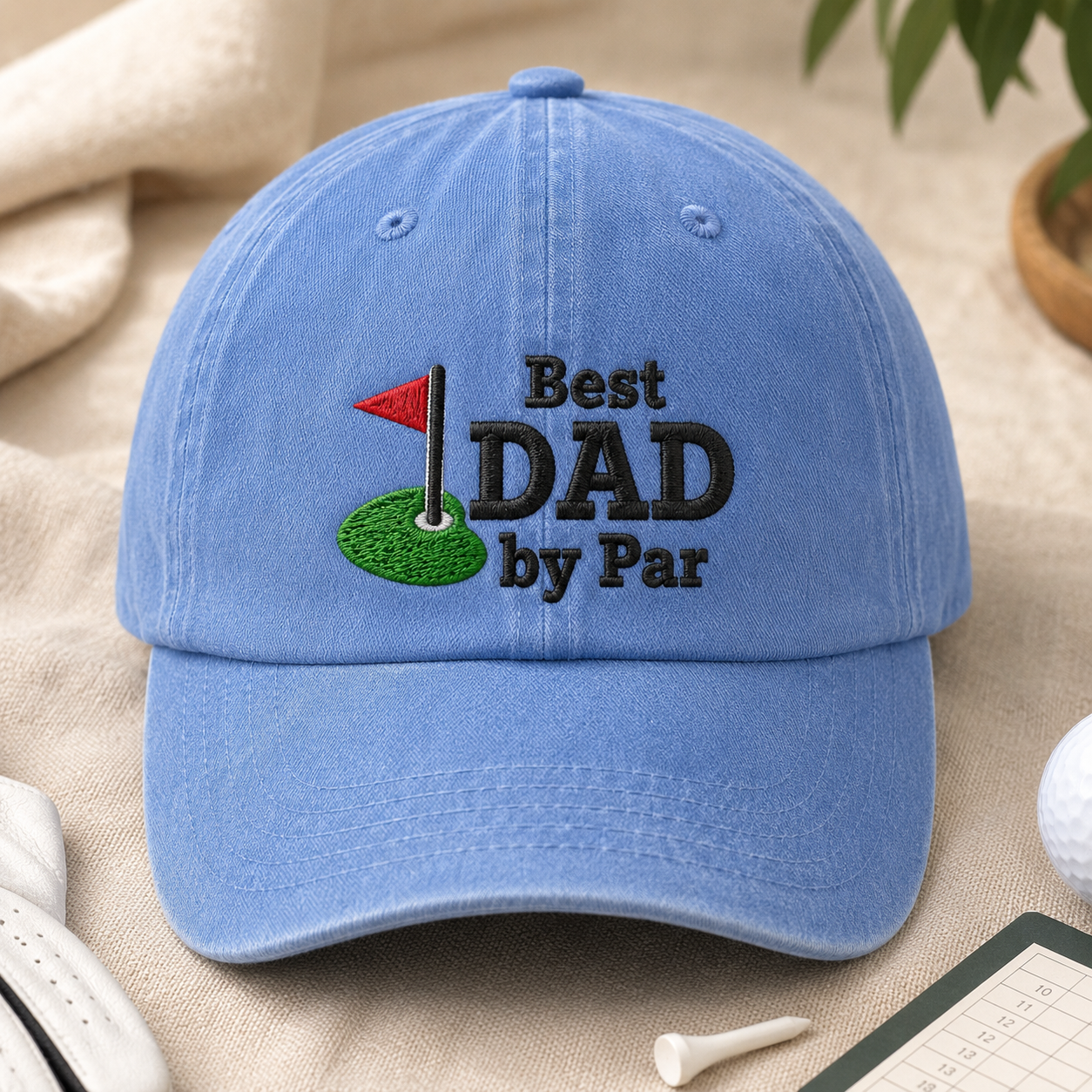 Best Dad by Par Washed Cap, Golfing Papa Hat for Father's Day - Washed Cap - lifestyle view 2