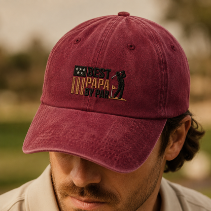 Papa By Par Golf Washed Cap, Father's Day Grandpa Hat - Washed Cap - lifestyle view 3