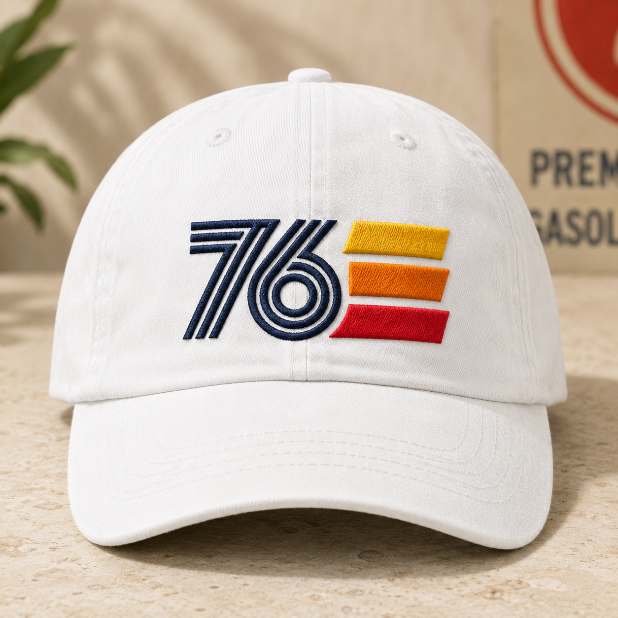76 Retro Stripe Washed Cap, Embroidered Patriotic Dad Hat for Americana Outfits - washed cap - front view