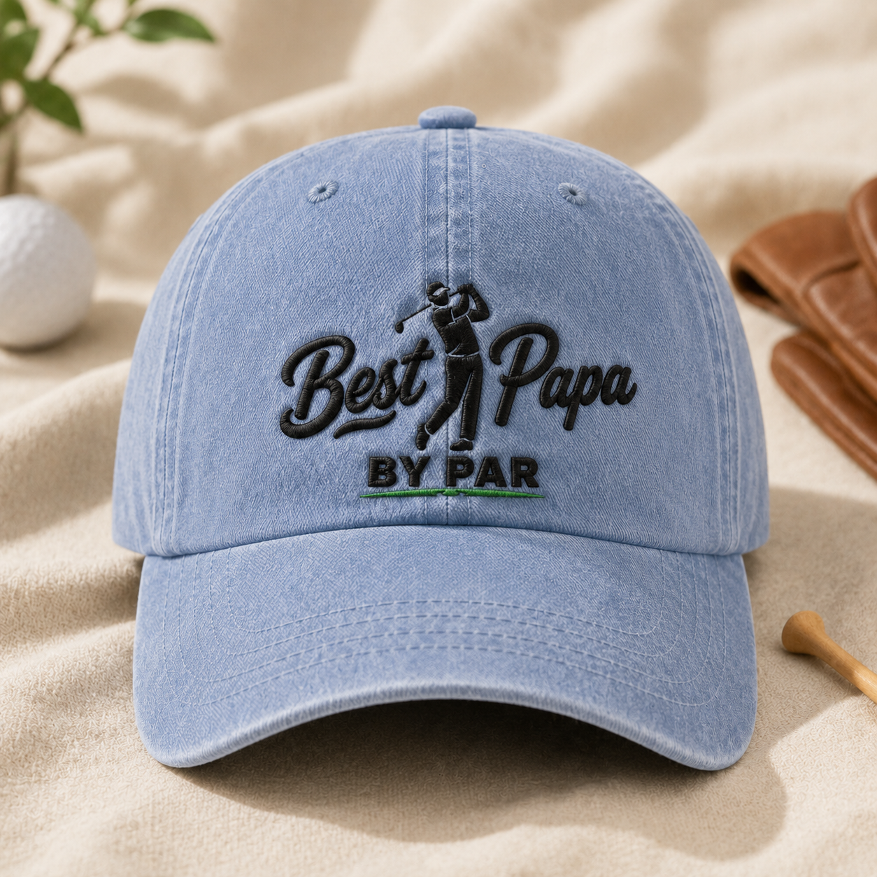 Best Papa By Par Washed Cap, Grandpa Golf Hat Father's Day Gift - Washed Cap - lifestyle view 2