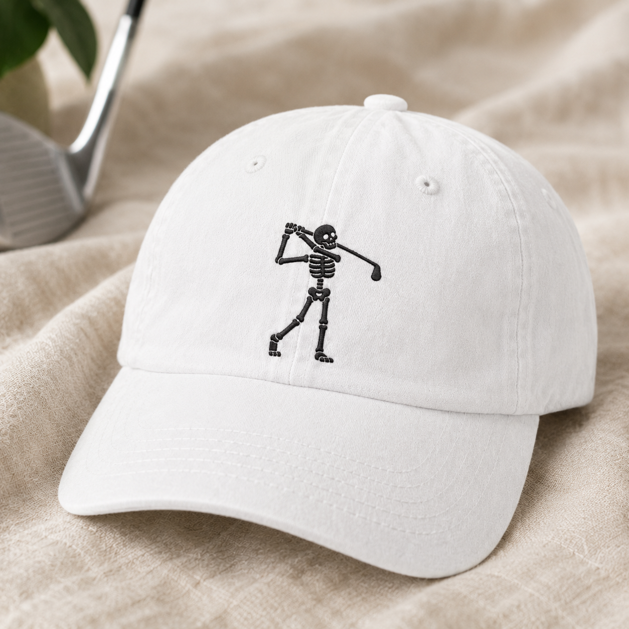 Skeleton Golfer Washed Cap, Spooky Golf Dad Hat - Washed Cap - lifestyle view 2