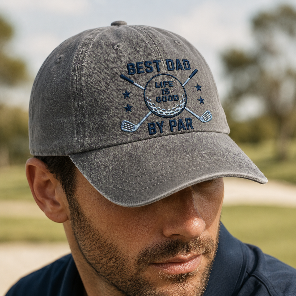 Life Is Good By Par Washed Cap, Golf Dad Father's Day Hat - Washed Cap - lifestyle view 4