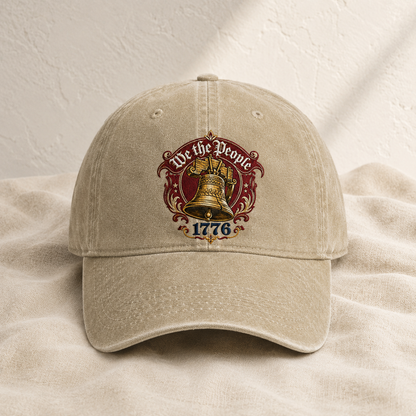 We the People 1776 Liberty Bell Washed Cap, American Constitution Hat - washed cap - lifestyle view 3