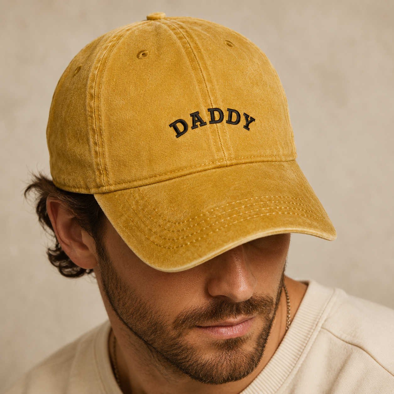 Daddy Embroidered Washed Cap, Father's Day Gift for New Dad - Washed Cap - lifestyle view 3