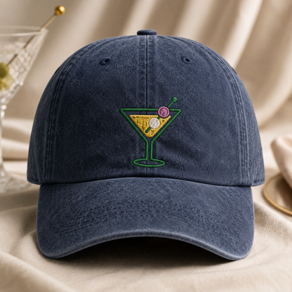 Martini Cocktail Washed Cap, Embroidered Happy Hour Hat for Bar Lovers - Washed Cap - lifestyle view 2