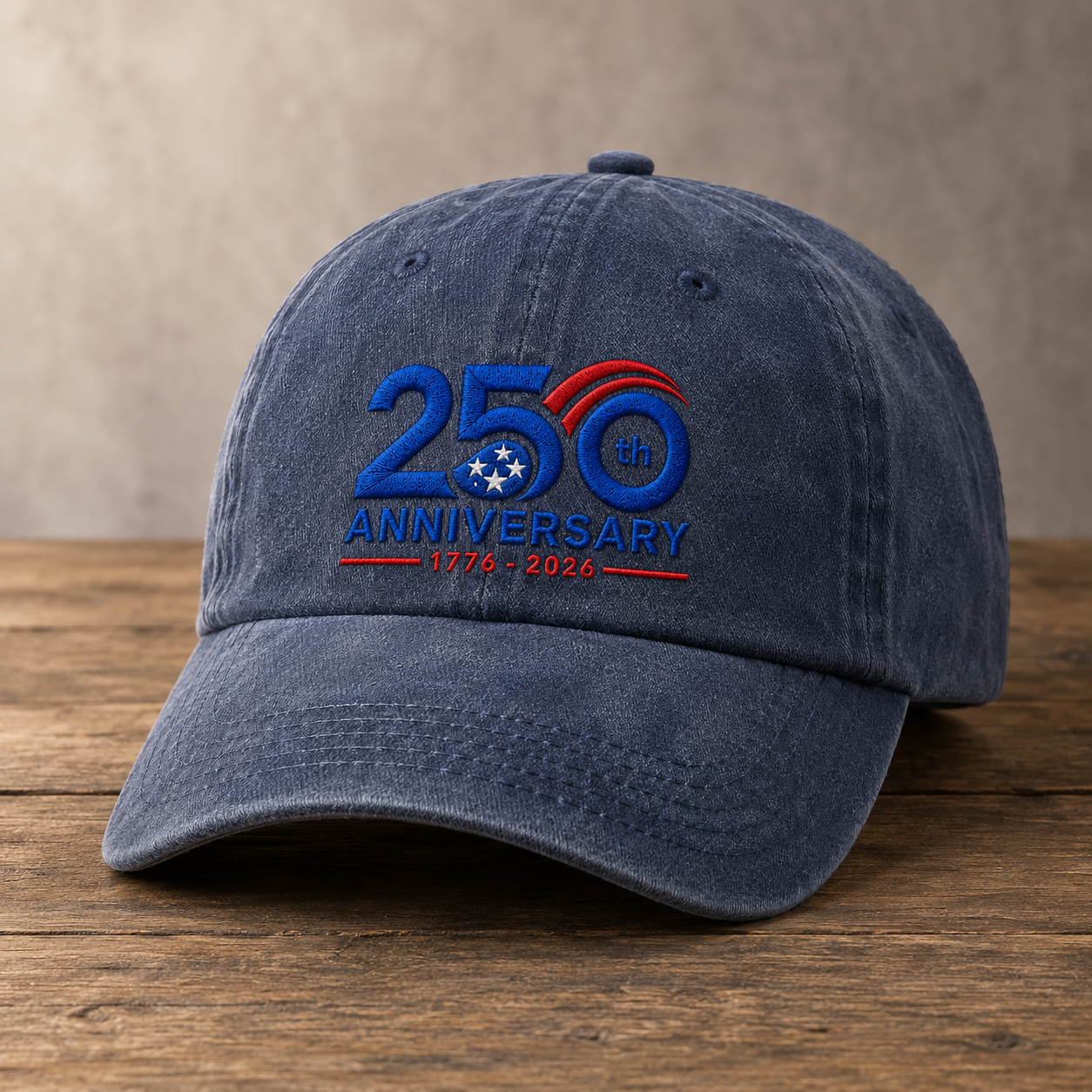 250th Anniversary Washed Cap, 1776-2026 Patriotic Independence Hat - washed cap - lifestyle view 2