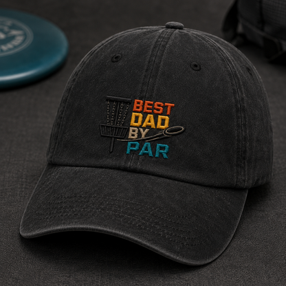 Dad By Par Disc Golf Washed Cap, Funny Father's Day Hat - Washed Cap - lifestyle view 2
