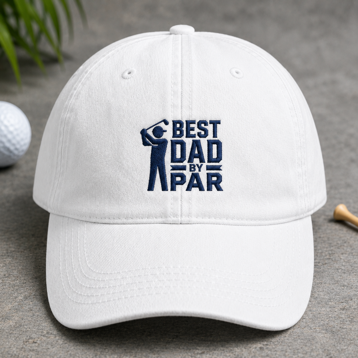 Best Dad By Par Washed Cap, Funny Golfer Gift for Father's Day - Washed Cap - detail view