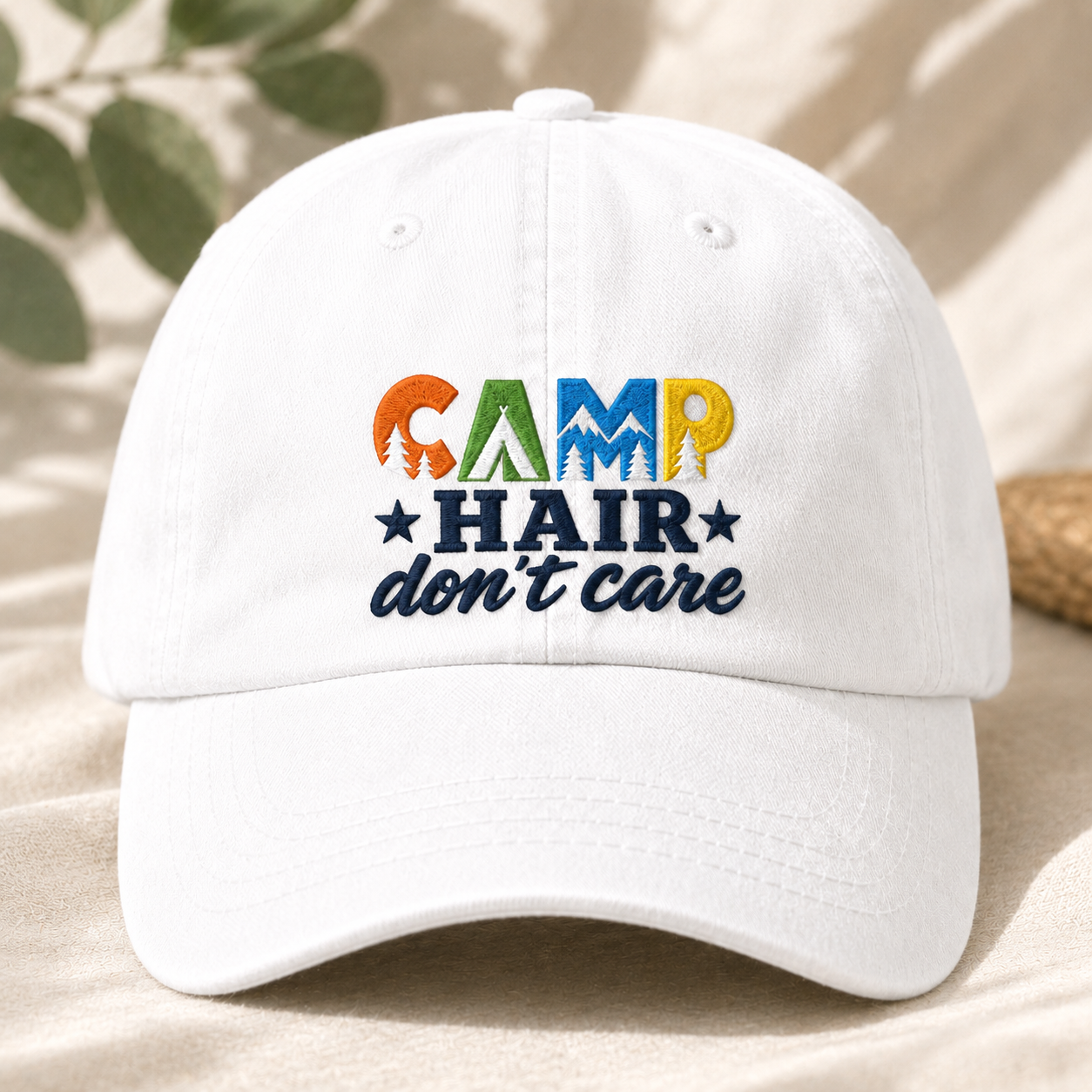 Camp Hair Don't Care Washed Cap, Funny Camping Hat for Outdoor Campers - Washed Cap - lifestyle view 2