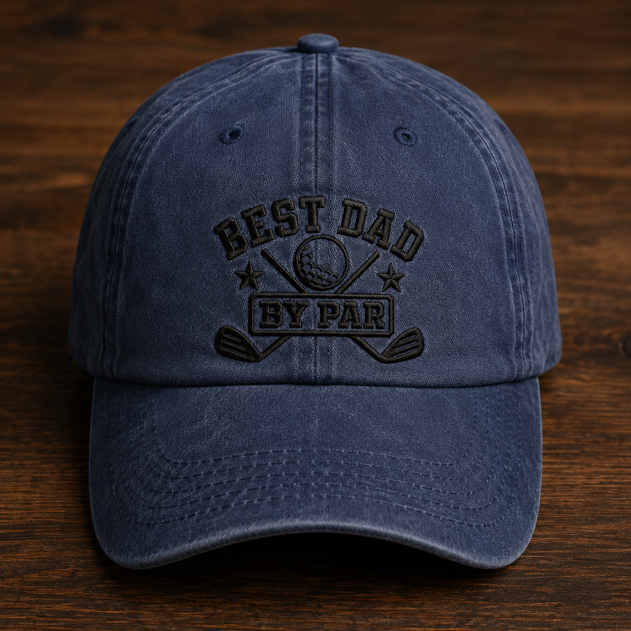 Best Dad By Par Washed Cap, Golf Dad Hat - Washed Cap - front view