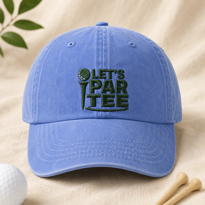 Let's Par Tee Golf Washed Cap, Funny Golf Hat for Course Days - Washed Cap - lifestyle view 2