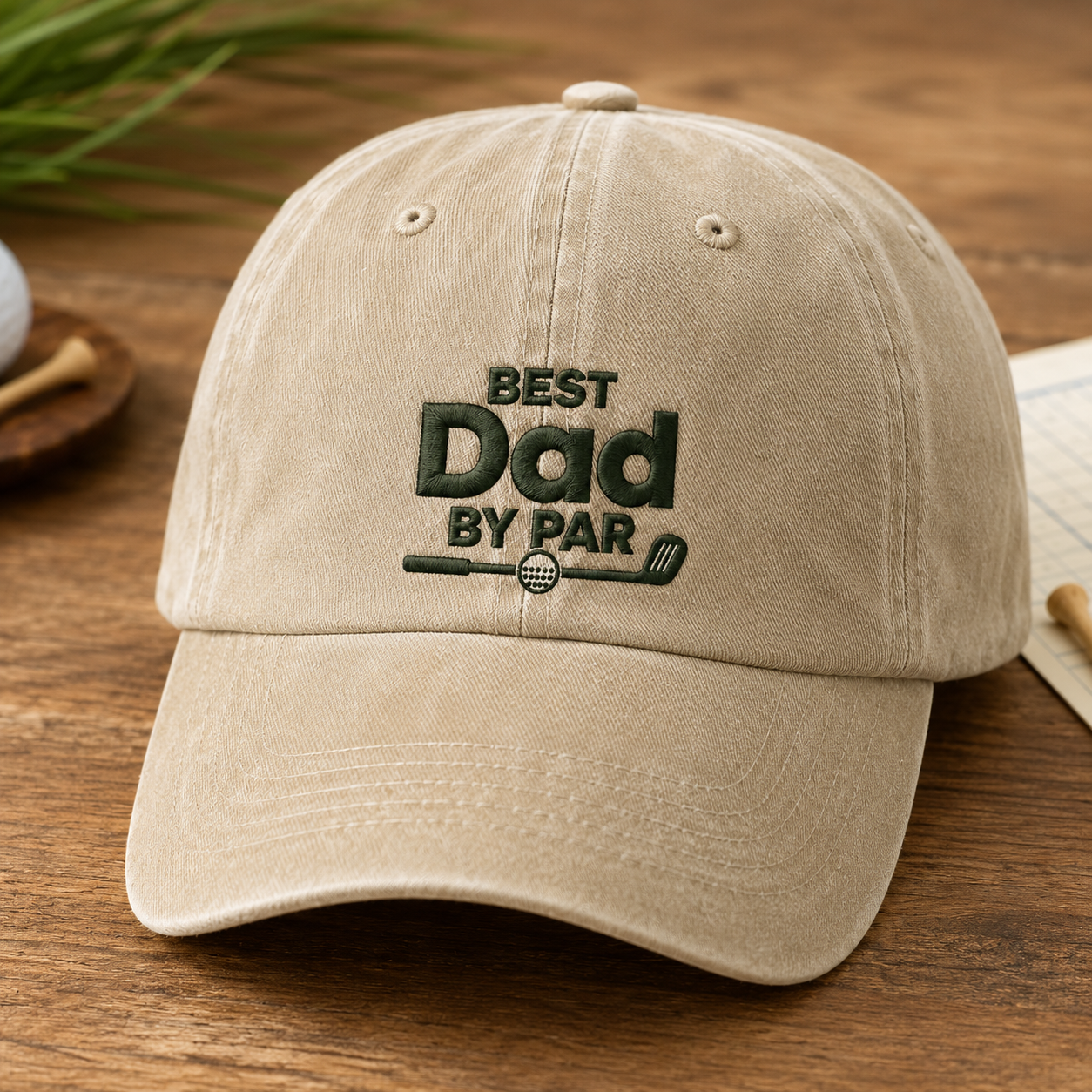 Dad By Par Washed Cap, Funny Golf Dad Hat Fathers Day Gift - Washed Cap - detail view