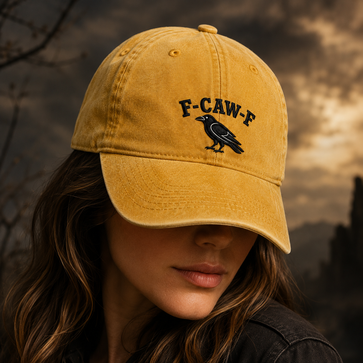 F-Caw-F Crow Washed Cap, Sarcastic Raven Bird Hat - Washed Cap - lifestyle view 4