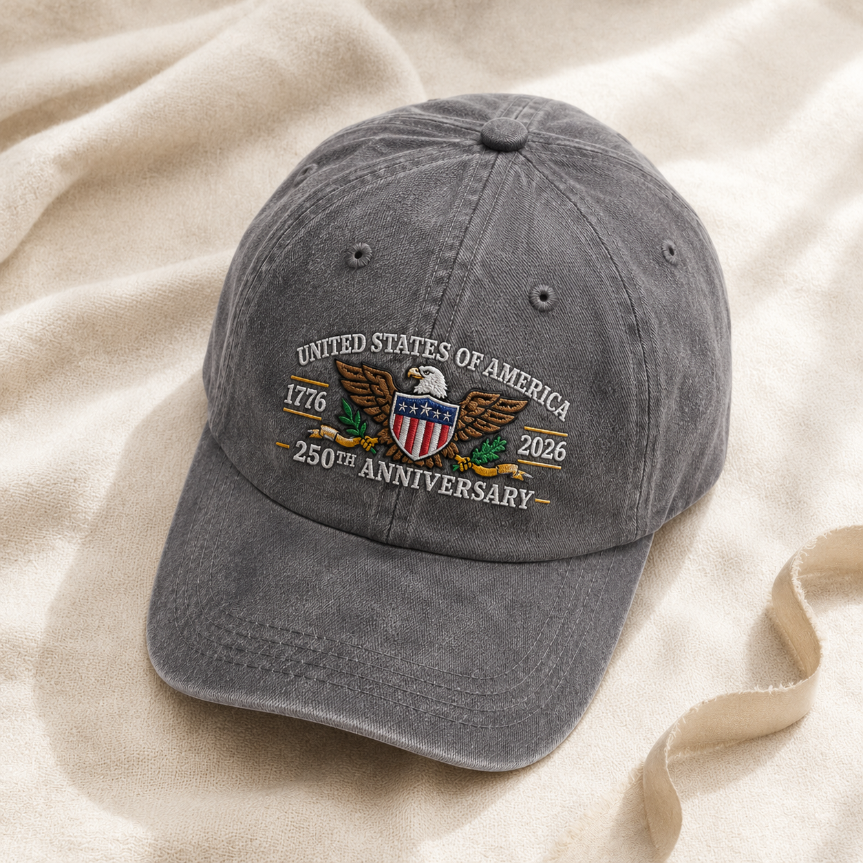 United States of America 250th Anniversary Washed Cap, 1776 2026 Patriotic Eagle Hat - washed cap - lifestyle view 4