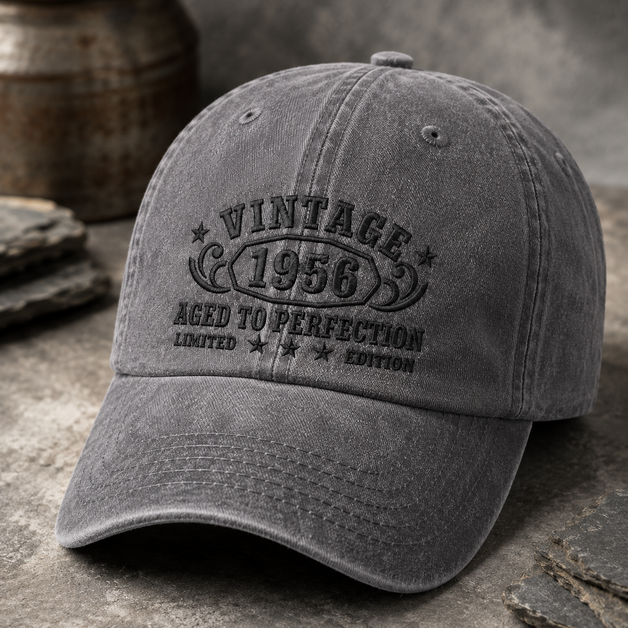 Vintage 1956 Aged To Perfection Washed Cap, Limited Edition Birthday Gift - Washed Cap - lifestyle view 3